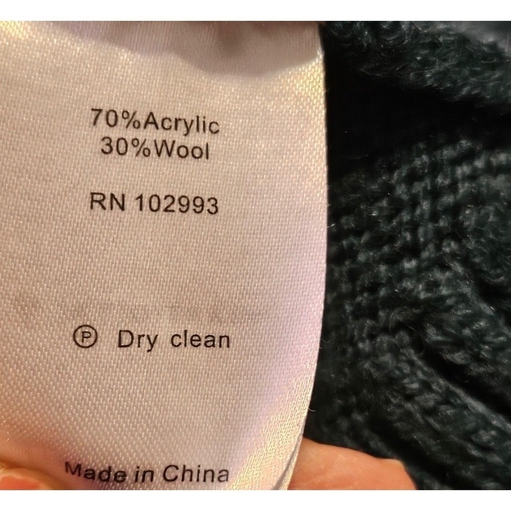 Jason Wu Mock Neck Sweater Teal Ribbed Wool Blend M Cabincore Chunky Chic Cozy - Picture 12 of 13